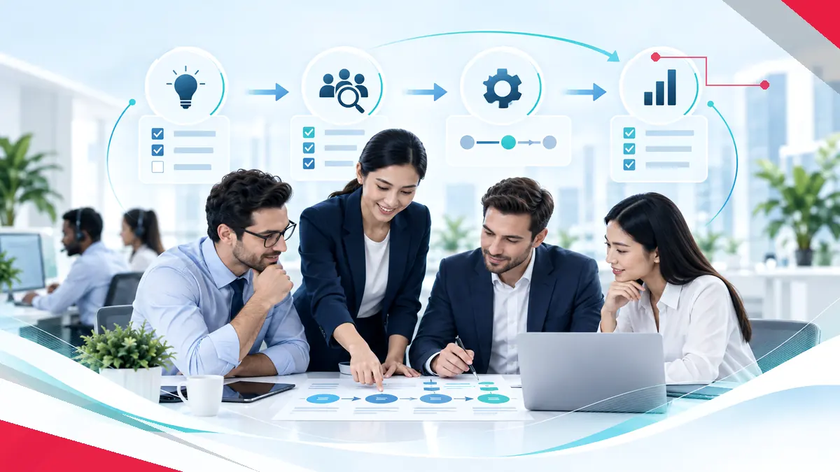 Equipo empresarial evaluando procesos y estrategia para seleccionar un proveedor BPO