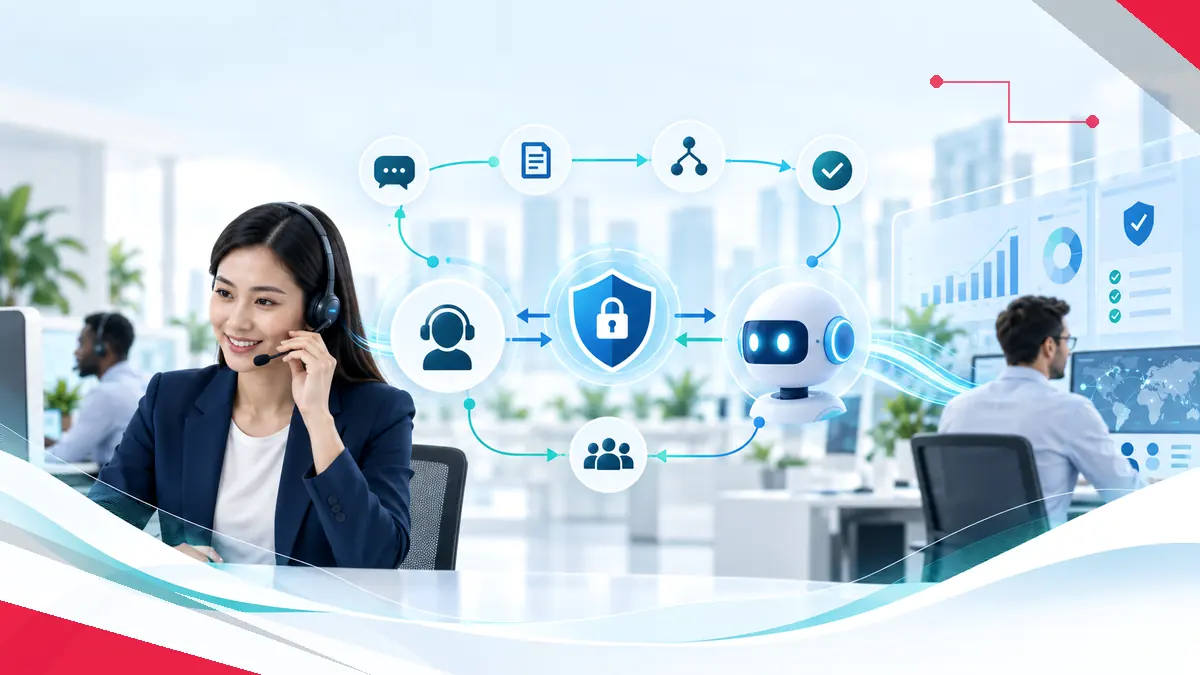 Flujo seguro entre agentes humanos e inteligencia artificial con controles y escalamiento